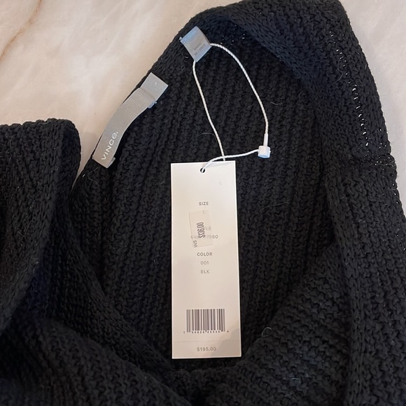 Vince Crossover V-Back Ribbed Tank in Black Scoop Neckline 100% Cotton Large NWT - Picture 7 of 16